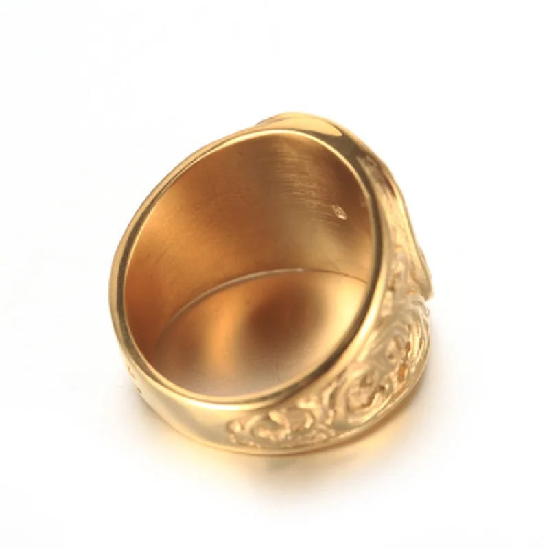 Anel maçônico masculino com estampa em relevo, dourado e prateado, em aço inoxidável 316L, nova joia da Lebuy™