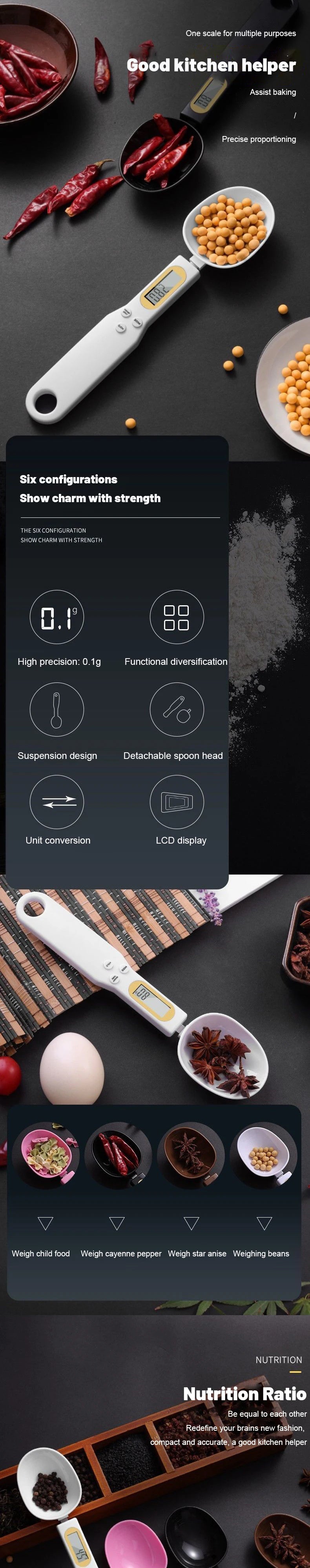 Balança de cozinha com balança digital LCD da Lebuy™ de 1 peça, balança eletrônica de medição de pó de café, balança de cozimento