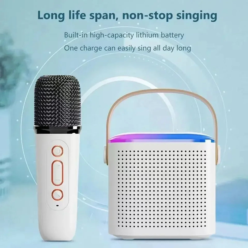 Caixa de som Bluetooth karaokê da Lebuy™ de alta potência portátil, som surround estéreo 360, subwoofer sem fio à prova d'água com microfone duplo, boombox