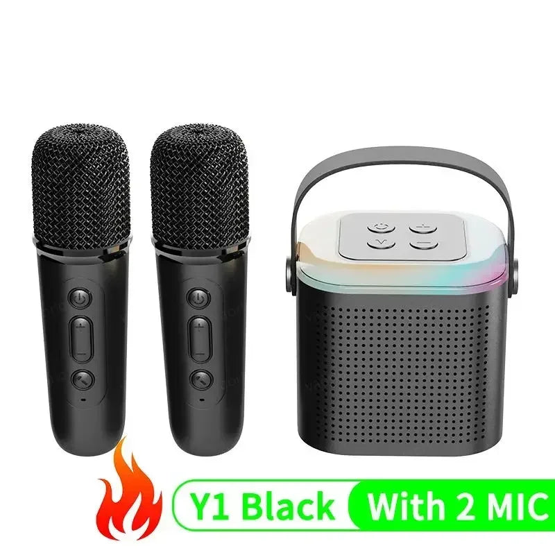 Caixa de som Bluetooth karaokê da Lebuy™ de alta potência portátil, som surround estéreo 360, subwoofer sem fio à prova d'água com microfone duplo, boombox