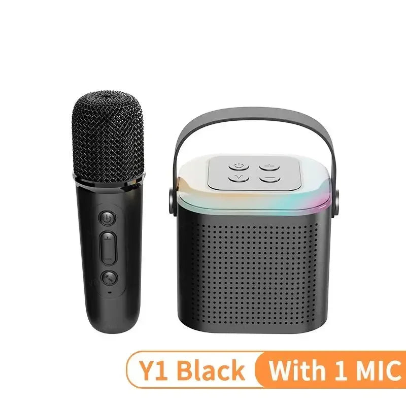 Caixa de som Bluetooth karaokê da Lebuy™ de alta potência portátil, som surround estéreo 360, subwoofer sem fio à prova d'água com microfone duplo, boombox